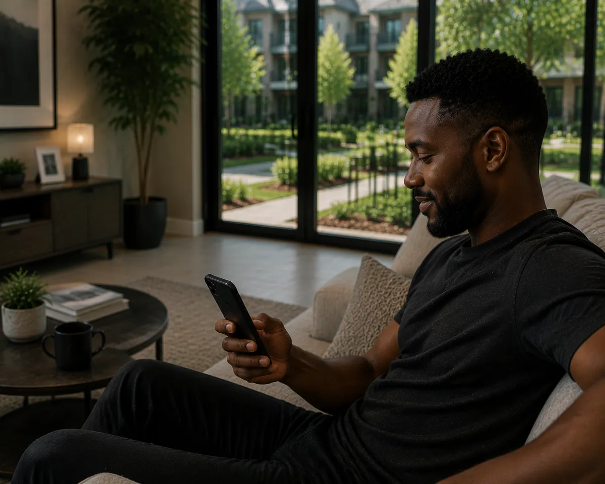 Resident using Home Access on phone